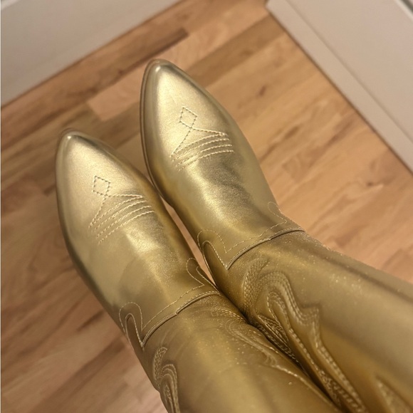 NEW Soda Gold Metallic Pull On Western Cowgirl Boots Size 5.5 - Picture 5 of 9
